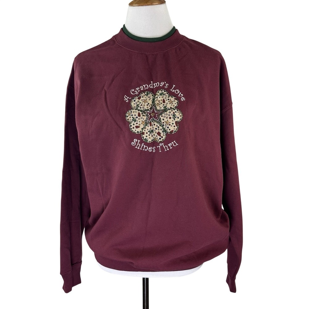 Grandma's Love Crewneck Sweatshirt Red‎ Maroon M&C Sportswear VTG Women's Large